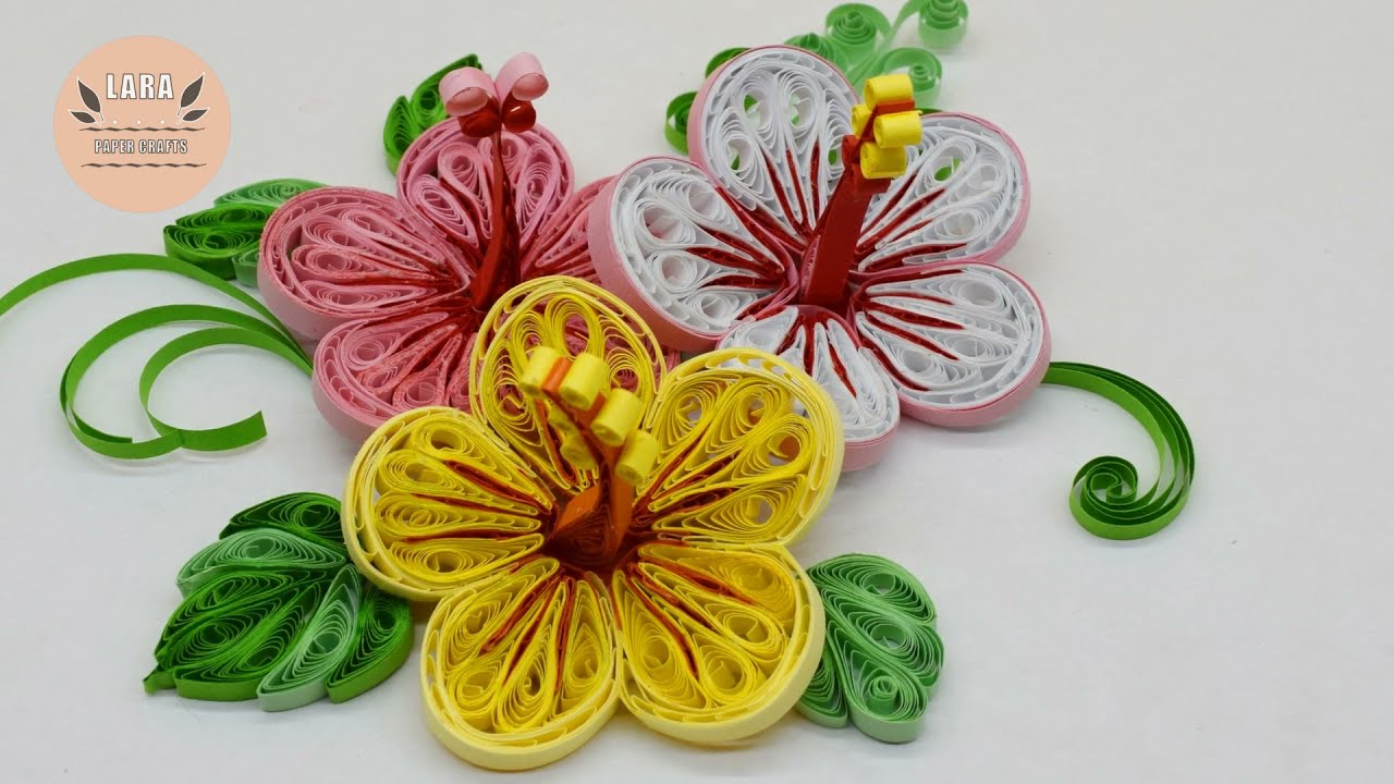 2 варианта как сделать цветок гибискус в технике квиллинг. 2 options for how to make a hibiscus