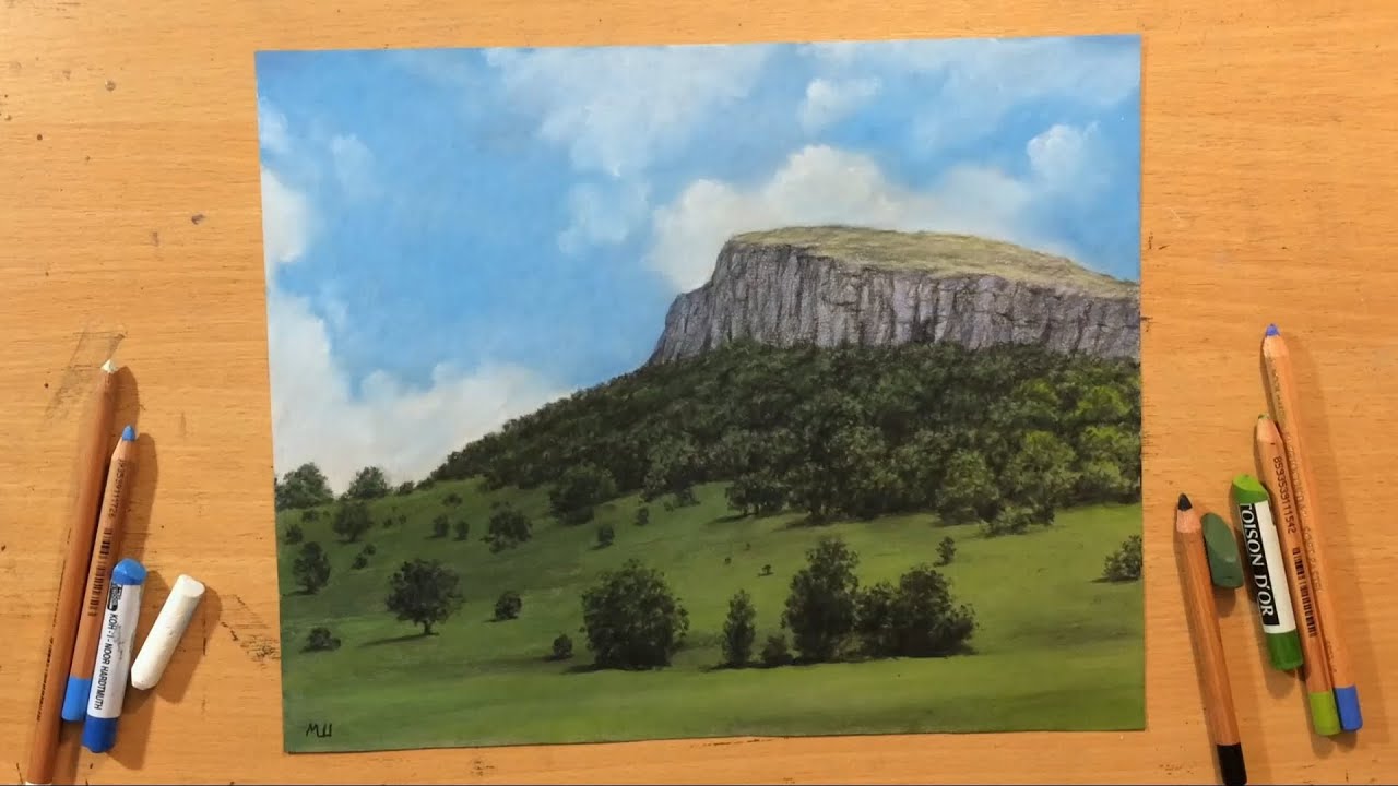 Mountain Drawing in Pastel