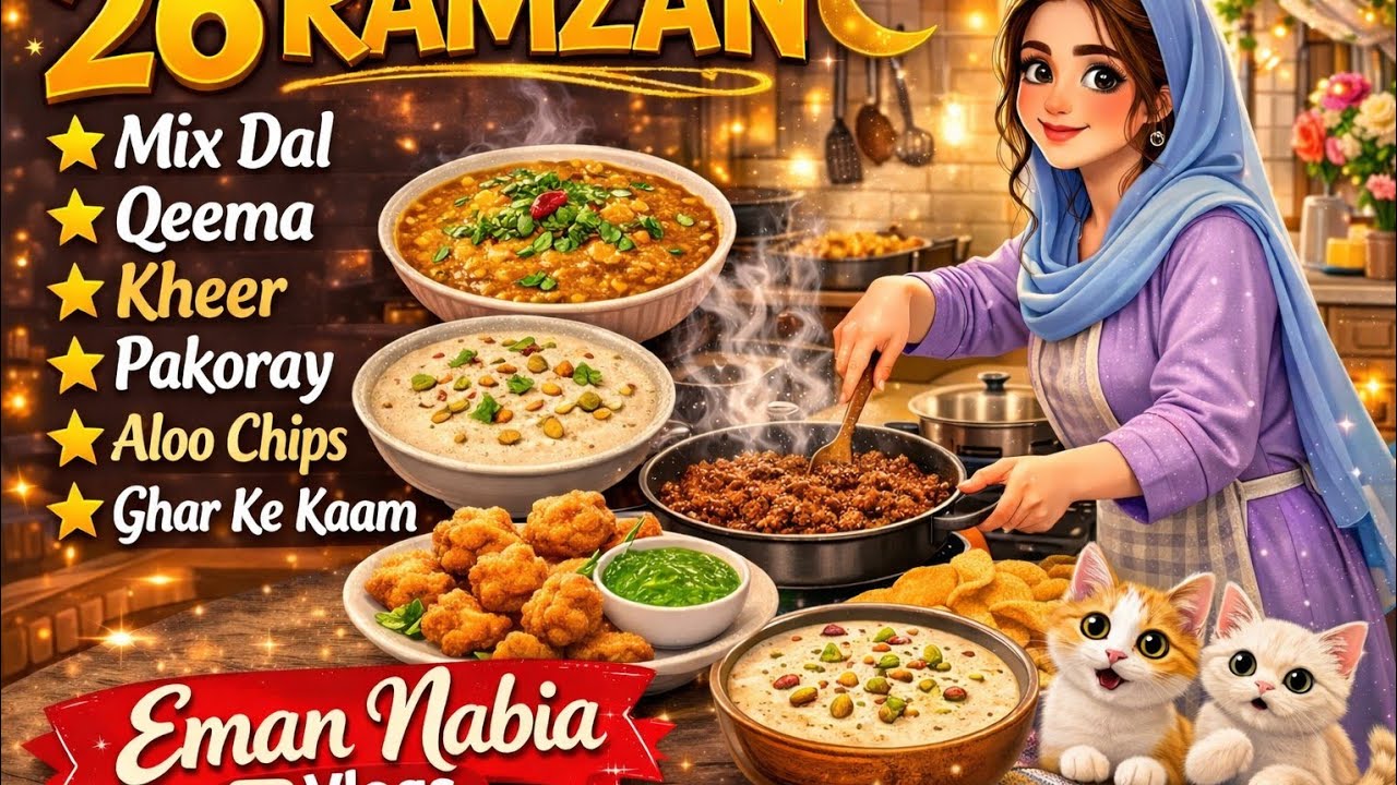 26 Ramzan Vlog | Mix Dal, Qeema, Kheer, Pakoray & Aloo Chips | Iftar Cooking + Ghar Ke Kaam | 