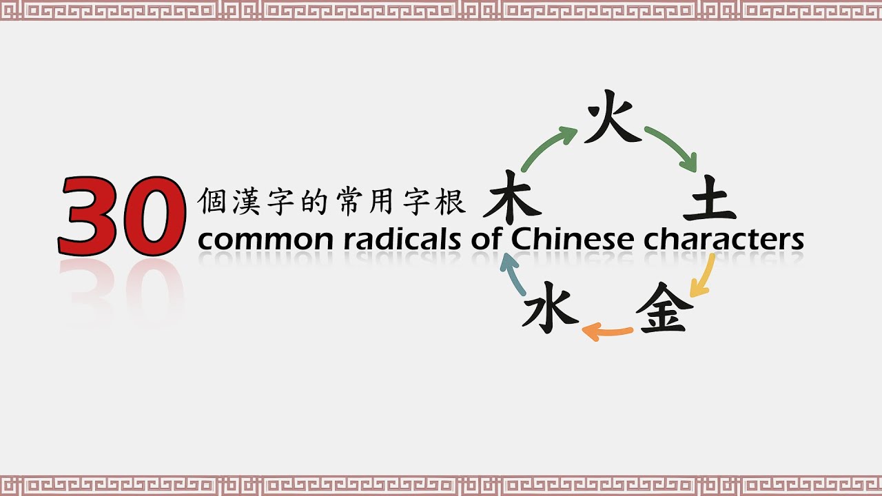 30 common radicals of Chinese characters 30個漢字的常用字根