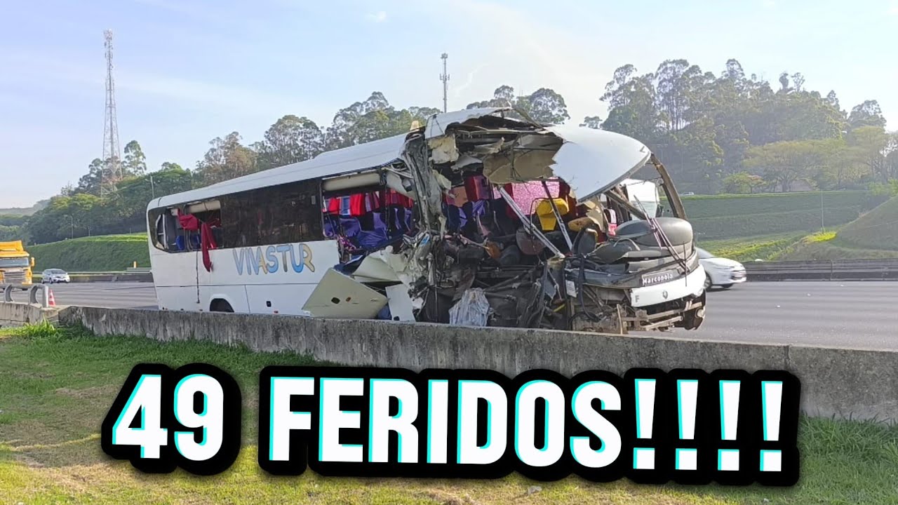 GRAVE ACIDENTE COM ÔNIBUS E CARRETA DEIXA 49 FERIDOS NA ROD. DOS BANDEIRANTES!!!