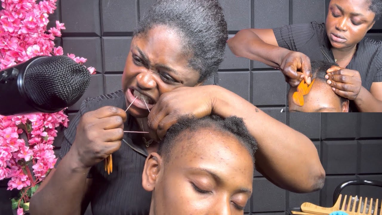 ASMR soft whisper baby knot loosening with hair, hair parting,hair making,hair brushing 