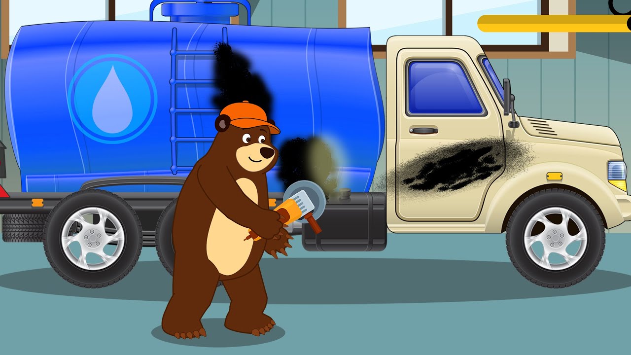 Water Tank Truck Trouble! 🚚💦 | Bear Repairs and Cleans the Dirty Vehicle | The Bear’s Garage