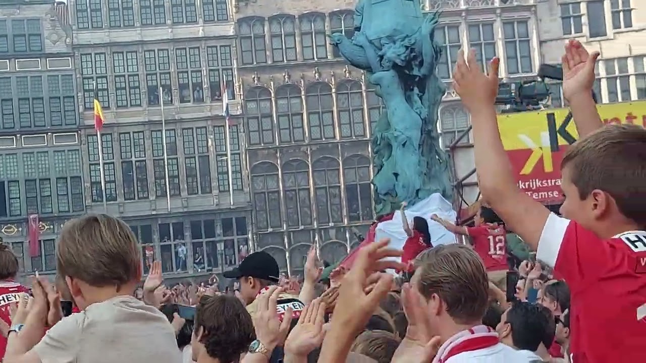 Antwerp kampioen 2022-2023, Huldiging Grote Markt, toespraak Toby Alderweireld en Paul Gheysens