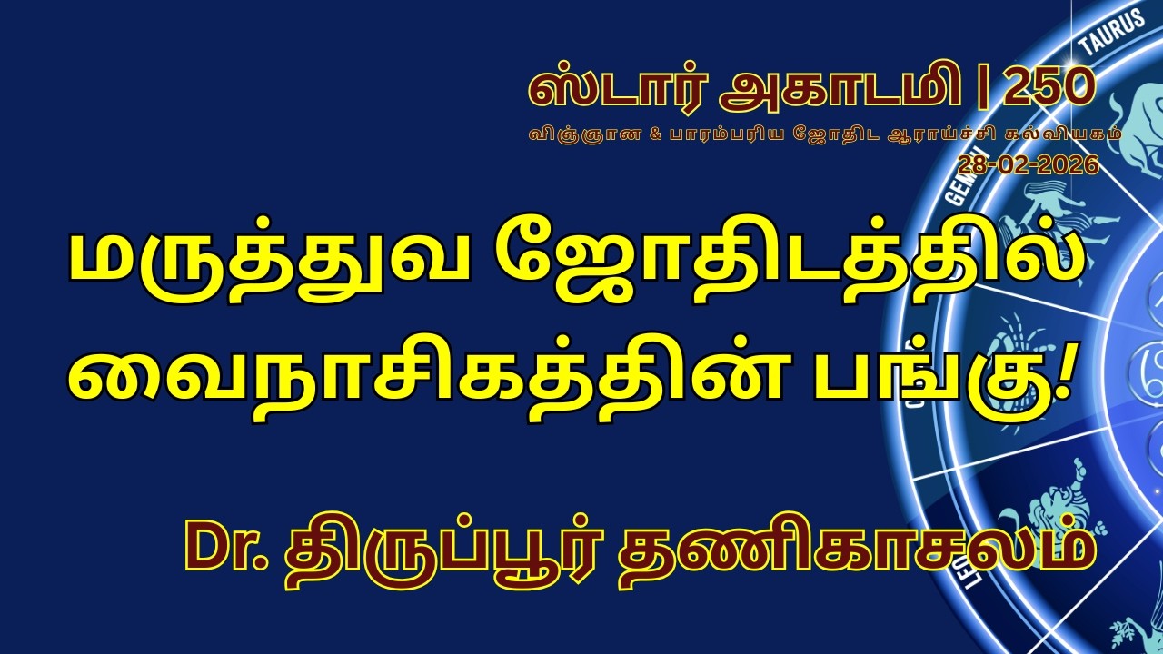 250 STAR ACADEMY || மருத்துவ ஜோதிடத்தில் வைநாசிகத்தின் பங்கு! || திருப்பூர் தணிகாசலம் ||