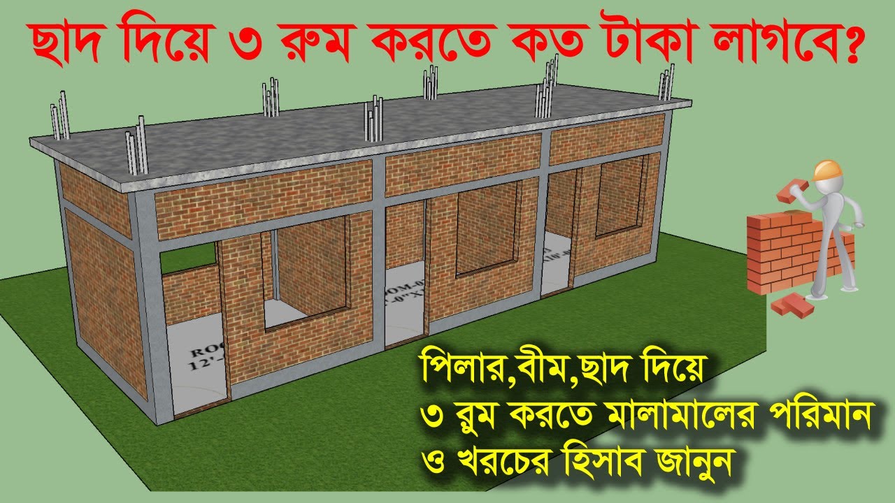 দেখুন ছাদ দিয়ে ৩ রুমের বাড়ি করতে কত টাকা খরচ হয় ২০২২ | ৩ রুমের বাড়ির ডিজাইন ও খরচ | 3 Room Bari