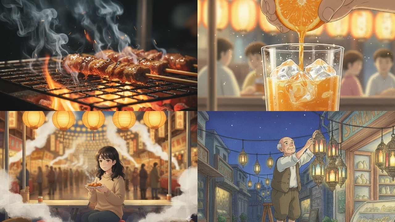I Went Alone to a Ramadan Night Market… 🌙✨ (Ghibli Style)