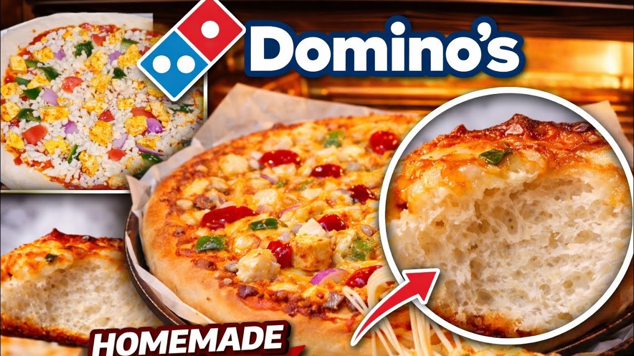 DOMINOS PIZZA 50रूपये में बनेगा 500rs का 🍕 पिज़्ज़ा घर पर।