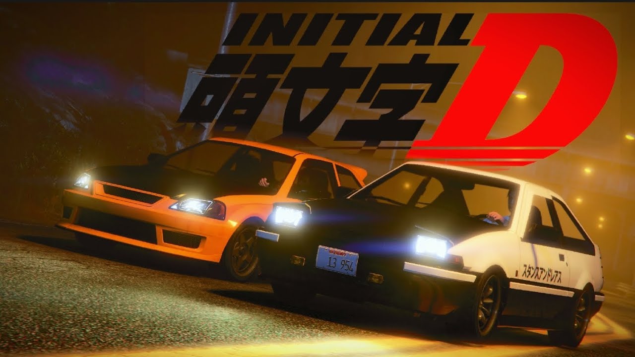 Initial D | GTA V AE86 Trueno Vs. Civic Type R EK9 battle recreation