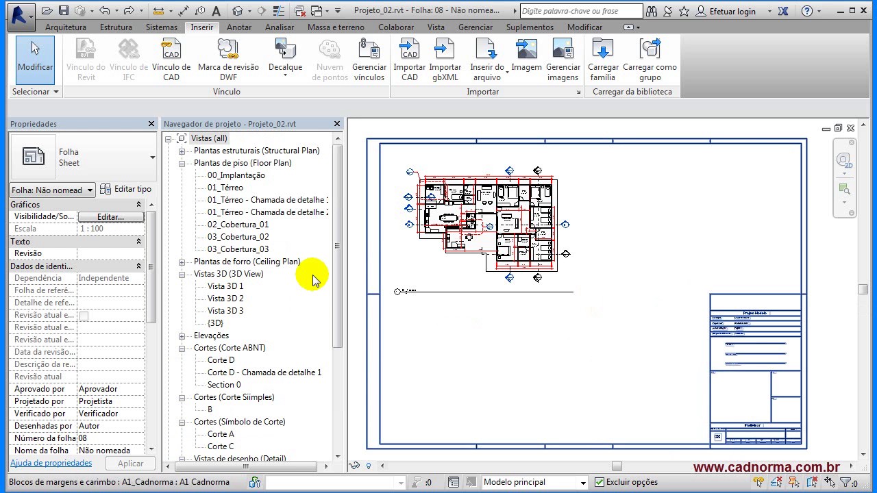 Revit III - I-01 - Folhas, Margens e Carimbos