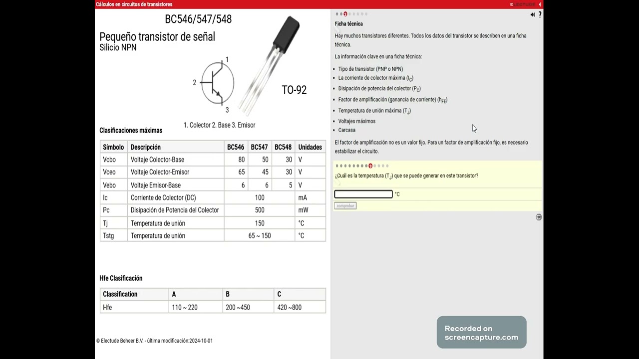 Electude: Calculos en circuitos de transistores 1/3