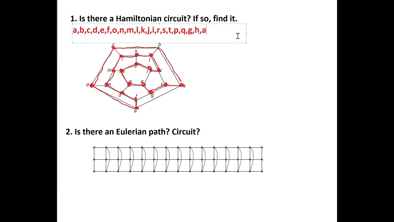 Euler and  Hamiltonian paths and circuits examples