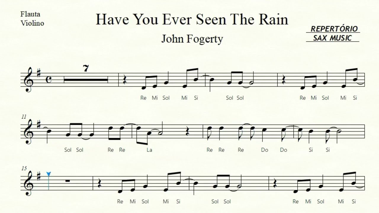 🎼Have You Ever Seen The Rain ( John Fogerty ) Flauta e Violino - Partitura Fácilitada + Playback