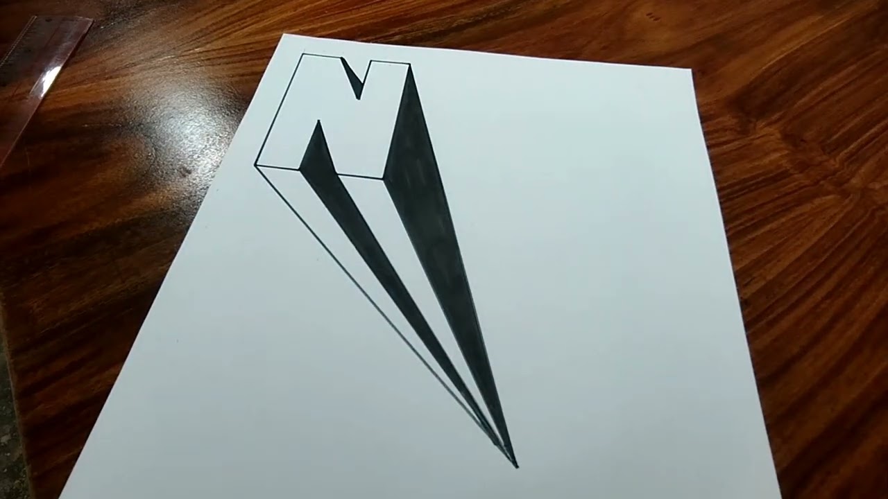 Easy 3D drawing | M sanan 3d art,#art #easydrawing #3ddrawing #3dart 