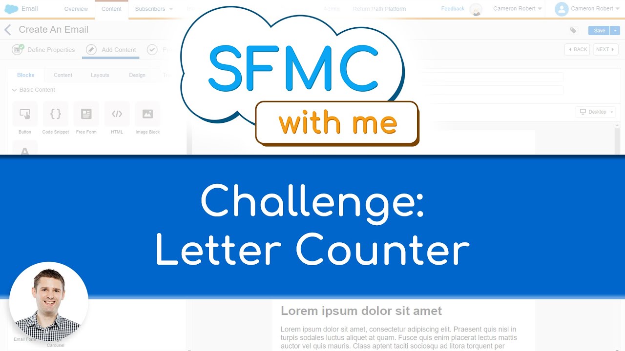 Code Challenge: Letter Counter - SFMC with me - 003