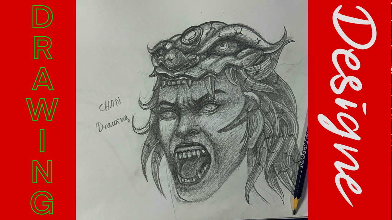 Drawing for tattoo design- queen lion drawing- model tattoo drawing