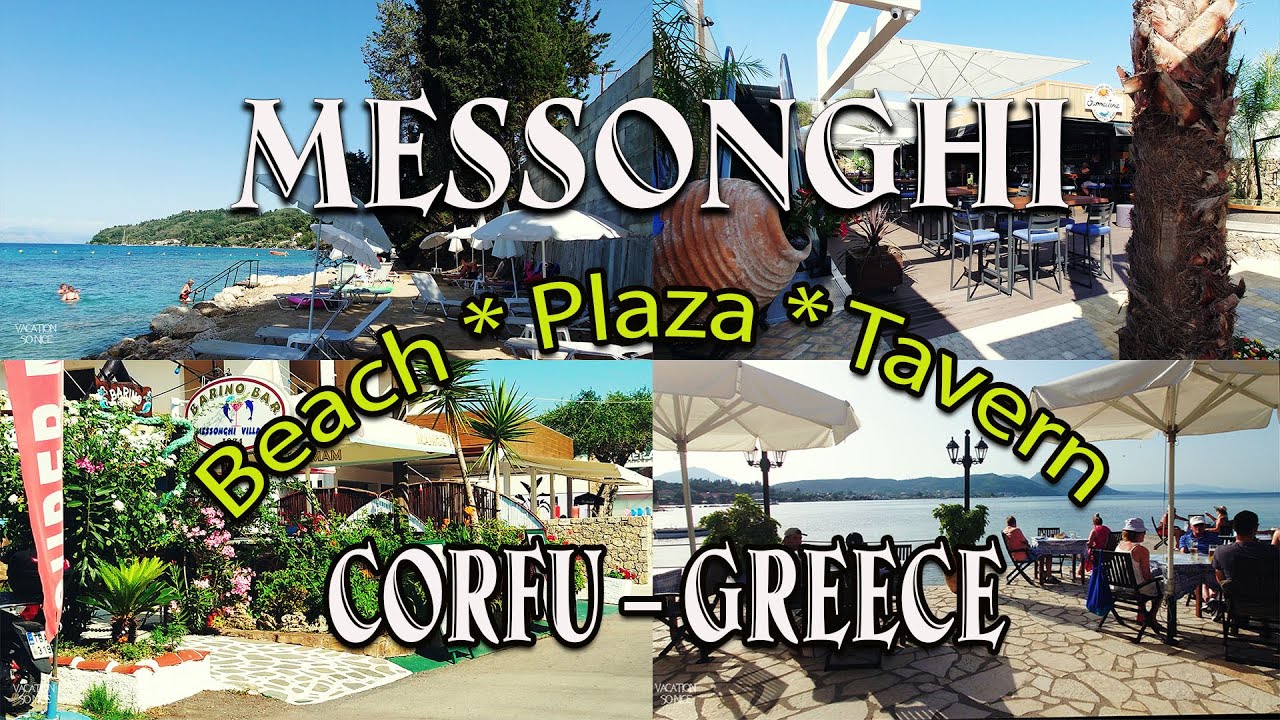 [4K] Messonghi (Beach, Plaza,  Tavernn )  Corfu - Greece