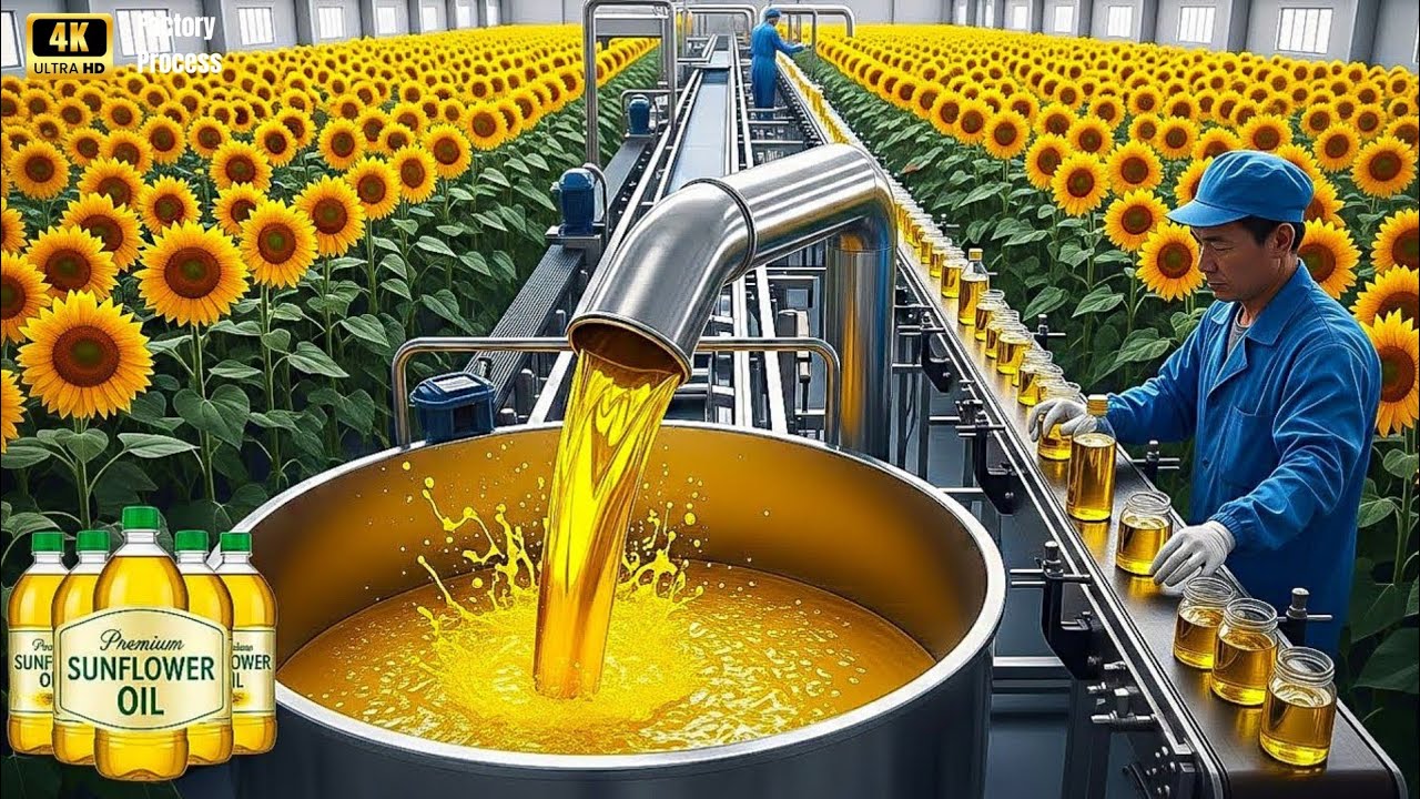 Inside the Sunflower Oil Factory — From Harvest to Pure Golden Cooking Oil (Full Process)