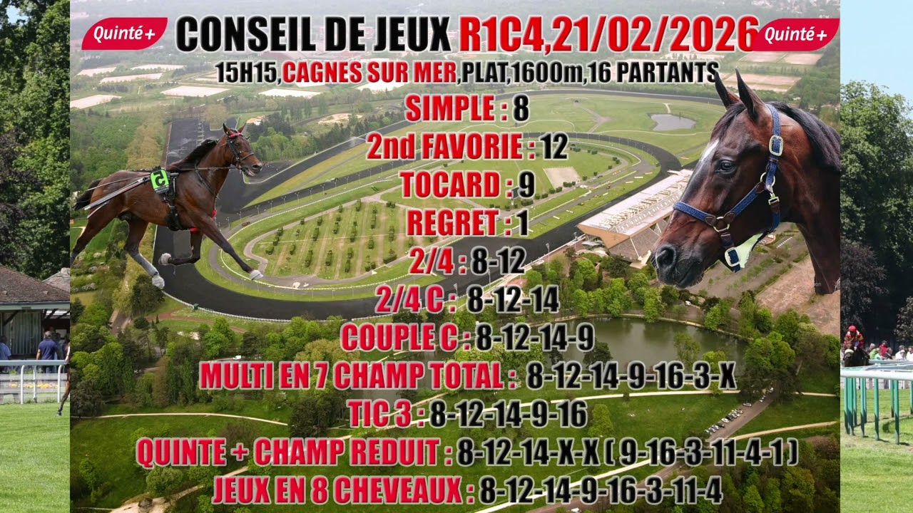 PRONOSTIC ÉCRIT PMU QUINTÉ + DU JOUR SAMEDI 21 FEVRIER 2026 PAR DAMIEN #pmu #turf #quinté #cheval