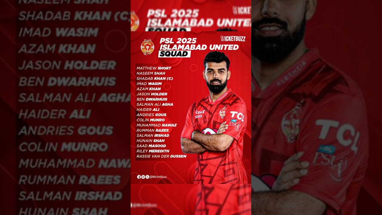 Islamabad United squad 2025 #cricketshorts #cricket #psl #psl10 #psldraft2025 #viralshorts #trending