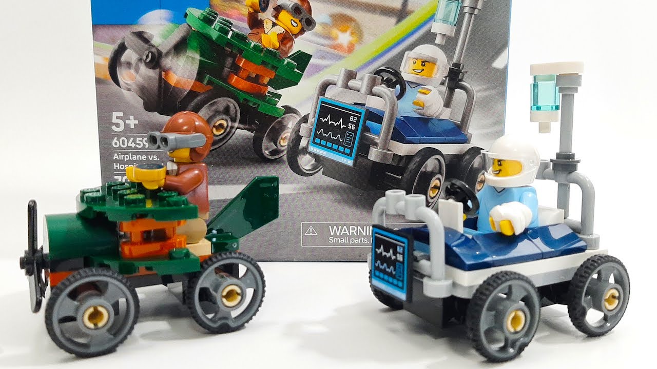 LEGO City Airplane vs Hospital Bed Speed Build | Lego Soapbox Race Cars #lego #soapbox