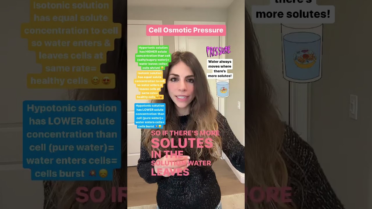 Cell osmotic pressure hypotonic hypertonic in 1 minute #biology #microbiology #premed #prenursing