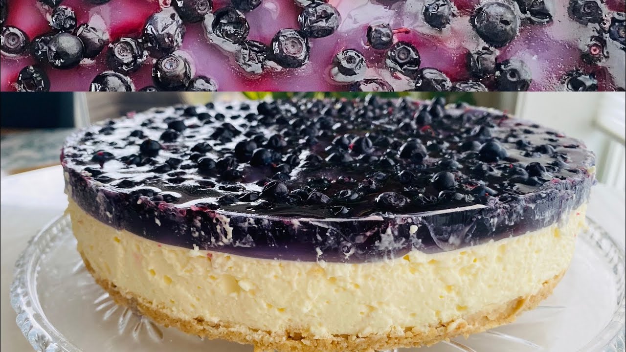 Nydelig ostekake med blåbærlokk. Enkelt og veldig godt!