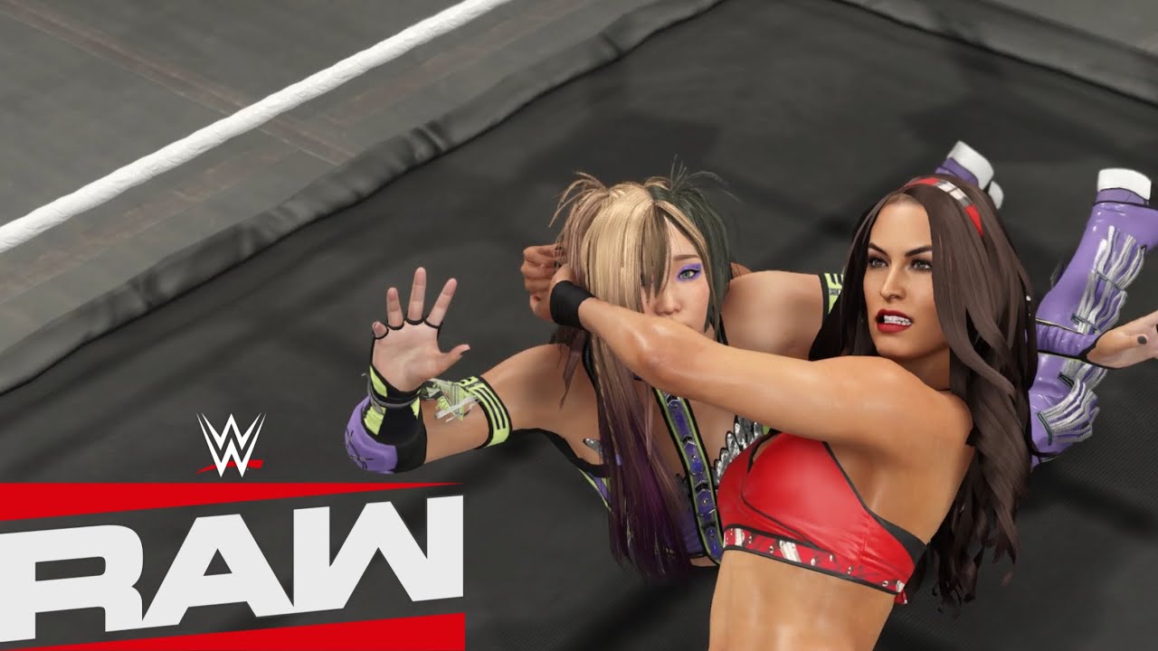 WWE 2K25 RAW - KAIRI SANE (W/ ASUKA) VS BRIE BELLA (W/ NIKKI BELLA)