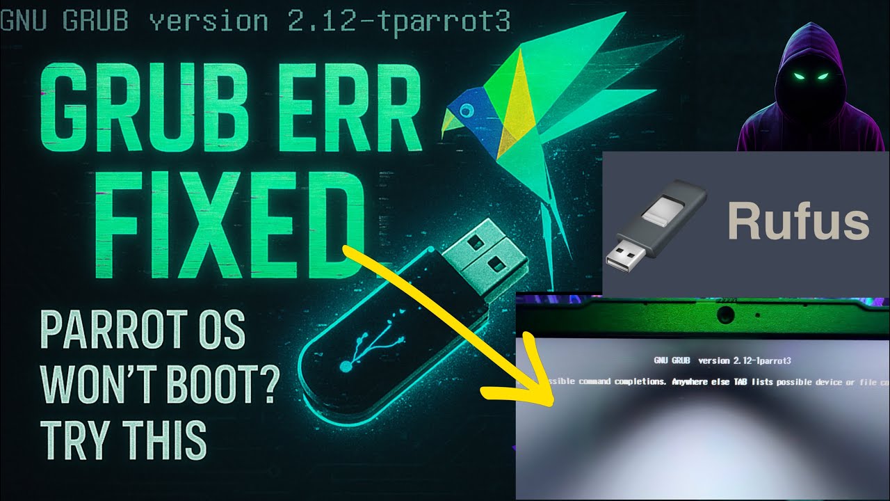 Исправление ошибки загрузки GRUB на USB-накопителе Parrot Security OS | Учебное пособие по режиму...