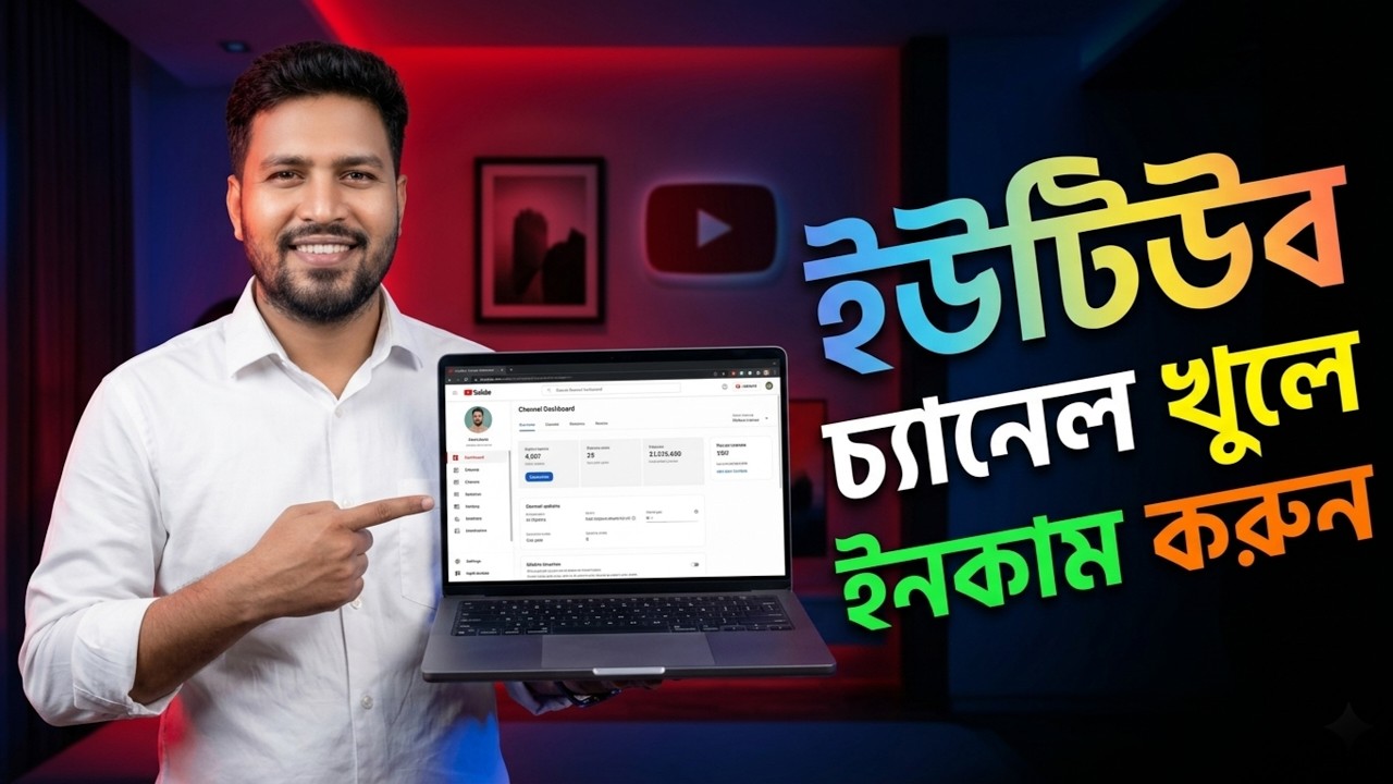 কম্পিউটার দিয়ে খুব সহজে ইউটিউব চ্যানেল খুলে ইনকাম করুন।।