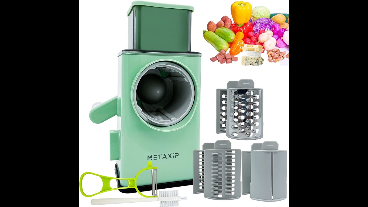 Rotary vegetables cutter, Cheese Grater for Kitchen 3 Stainless Drum Blades e Versatile