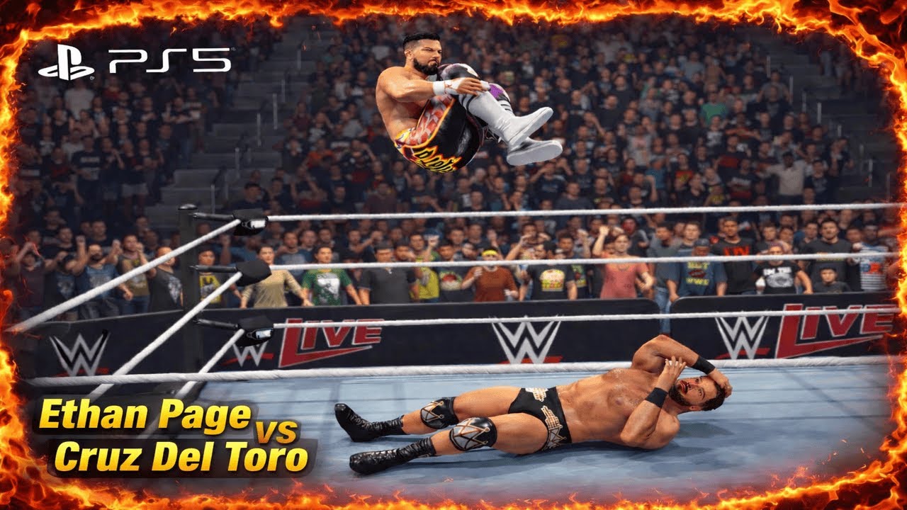 INSANE Top Rope Attack! 😱 Ethan Page vs Cruz Del Toro@WWE 2K25 @WWEVault #wwe #wrestling PS54K60