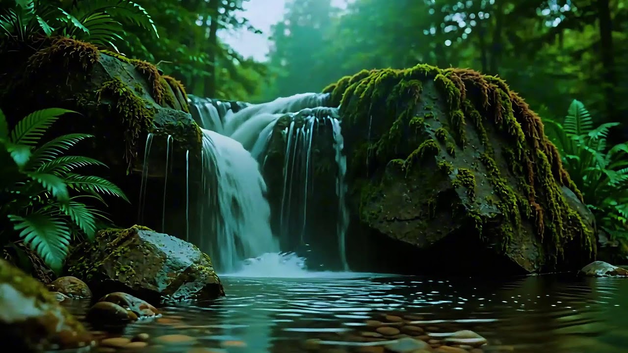 Natural Flowing River with Bird Sounds Nature Ambience for Relaxation