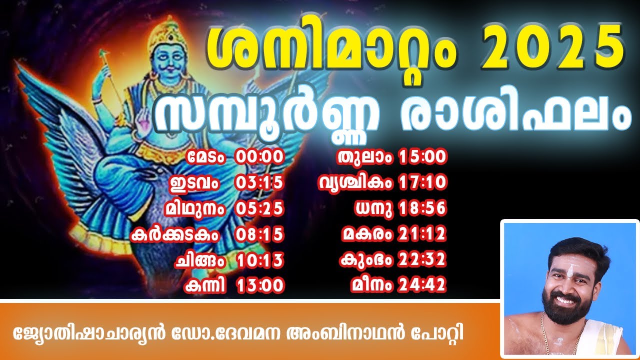 ശനിമാറ്റം 2025 | കണ്ടകശനി കാലം  |സമ്പൂർണ്ണ രാശിഫലം| ശനിയുടെ രാശി മാറ്റം