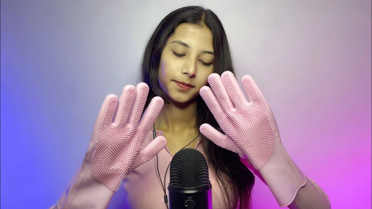 Silicone Gloves Asmr🧤 | Tingly Rubber Scrubbing & Friction Sound✨