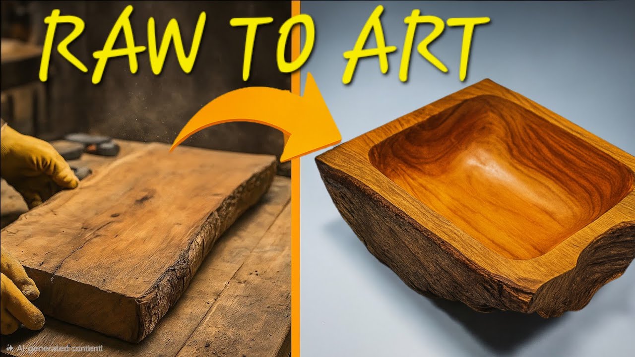 Turning Raw Wood Into a Rustic Bowl - No Music, Just Craft