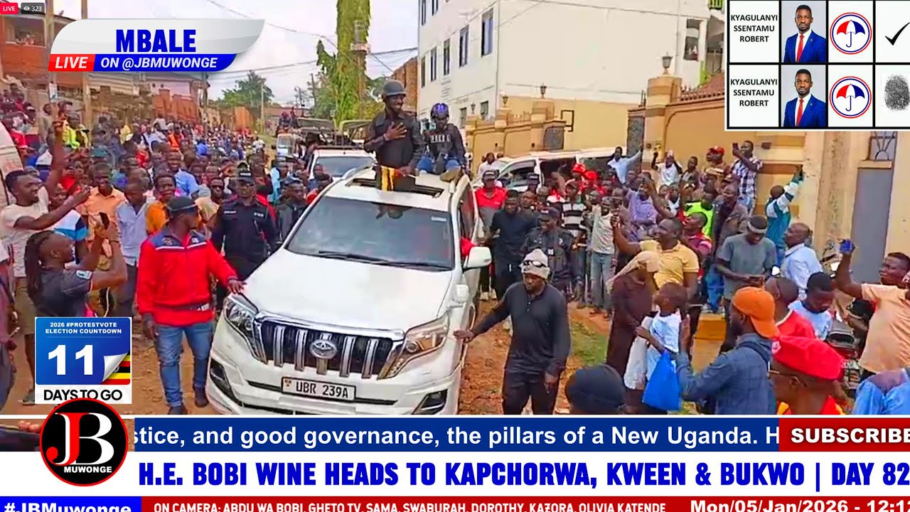 Thousands Upon Thousands Surround Bobi Wine’s Hotel as He Heads to Kapchorwa