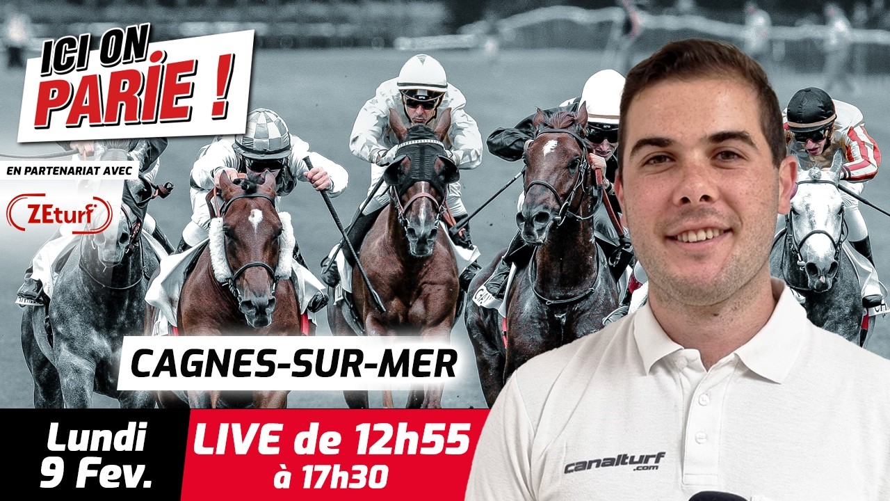 ICI on PARIE ! Cagnes-Sur-Mer, Quinté+ et pronostics en live de l'hippodrome, Lundi 9 Février 2025
