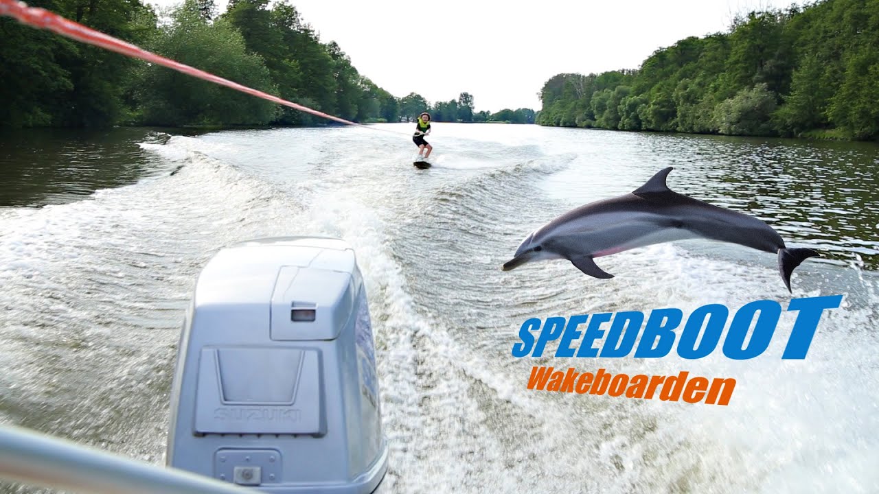 Bamberg Yachthafen - Leon fährt zum ersten mal hinter einem Powerboat Wakeboard.