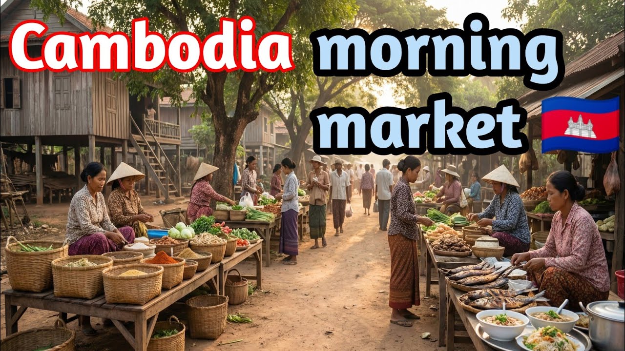 Inside a Cambodia Village Morning Market || Real Local Life at Sunrise 🇰🇭