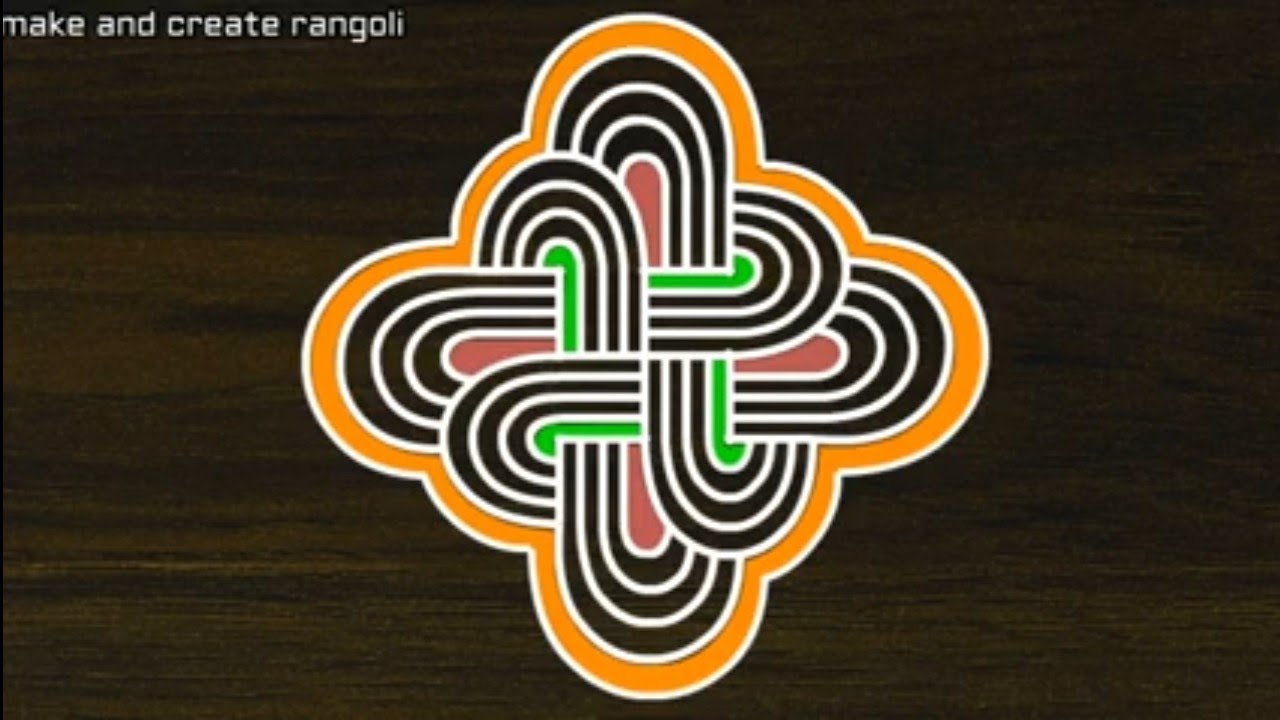 3 x 3 dot line rangoli ; braided rangoli design ; easy  padi rangoli