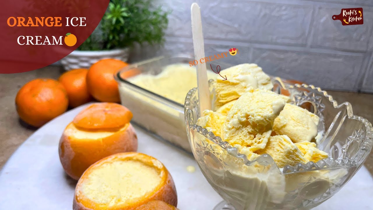 Creamy Orange Ice Cream 🍊| Simple Recipe #orangeicecreamrecipe #orangeicecream #trending #viral