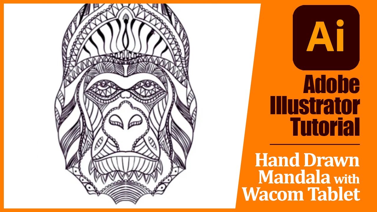 Adobe Illustrator and Wacom Tablet tutorial how to create a Mandala APE illustration - Hand Drawing
