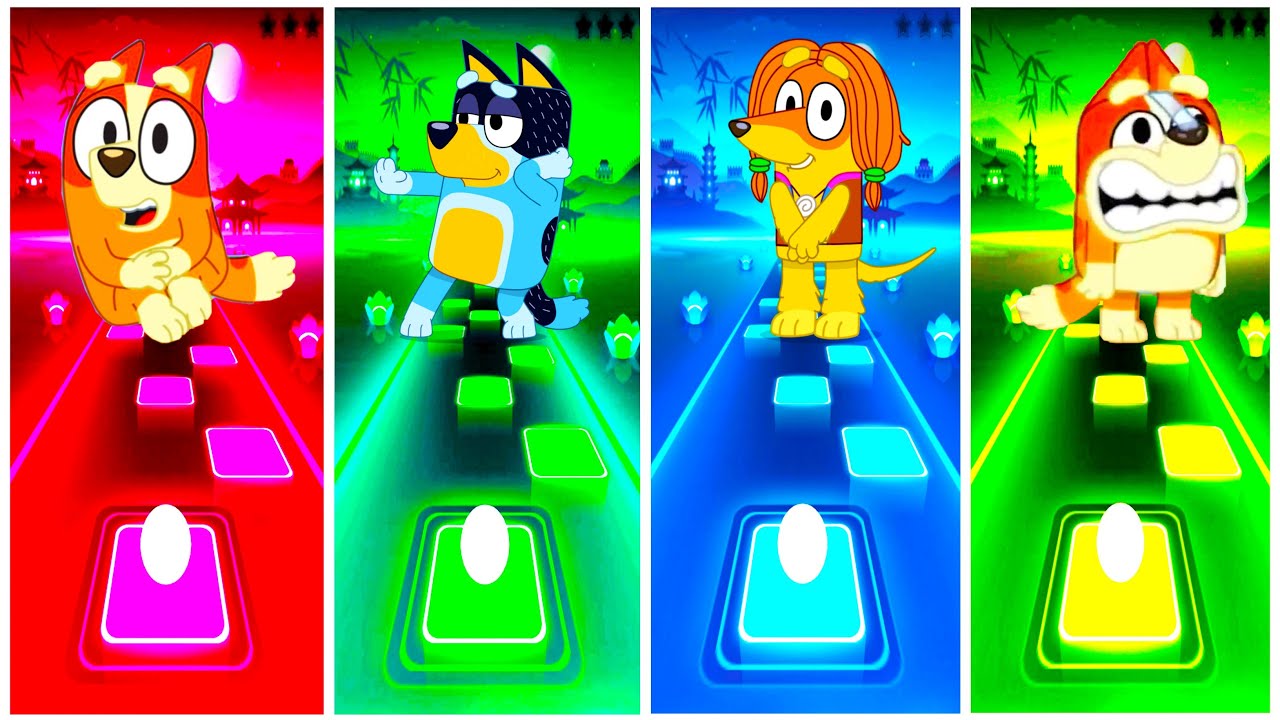 Bluey Magic 🆚 Bluey & Bingo Friends 🎶 Funny Moments | Tiles Hop EDM Rush Game