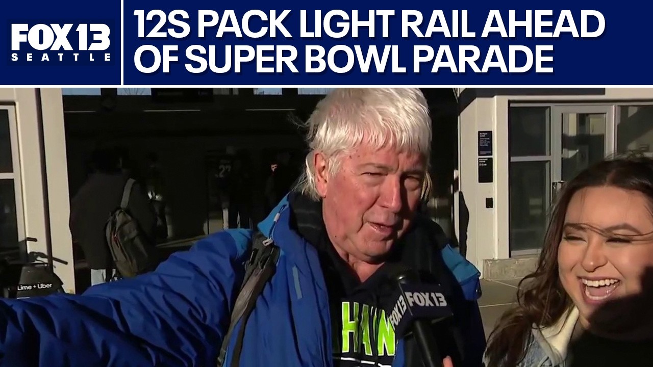 12s pack light rail, buses as Seahawks Super Bowl parade crowds flood Seattle