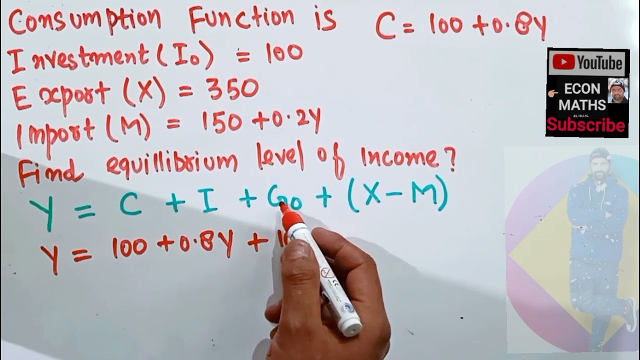 finding equilibrium level of income from the  consumption  investment export  & import functions