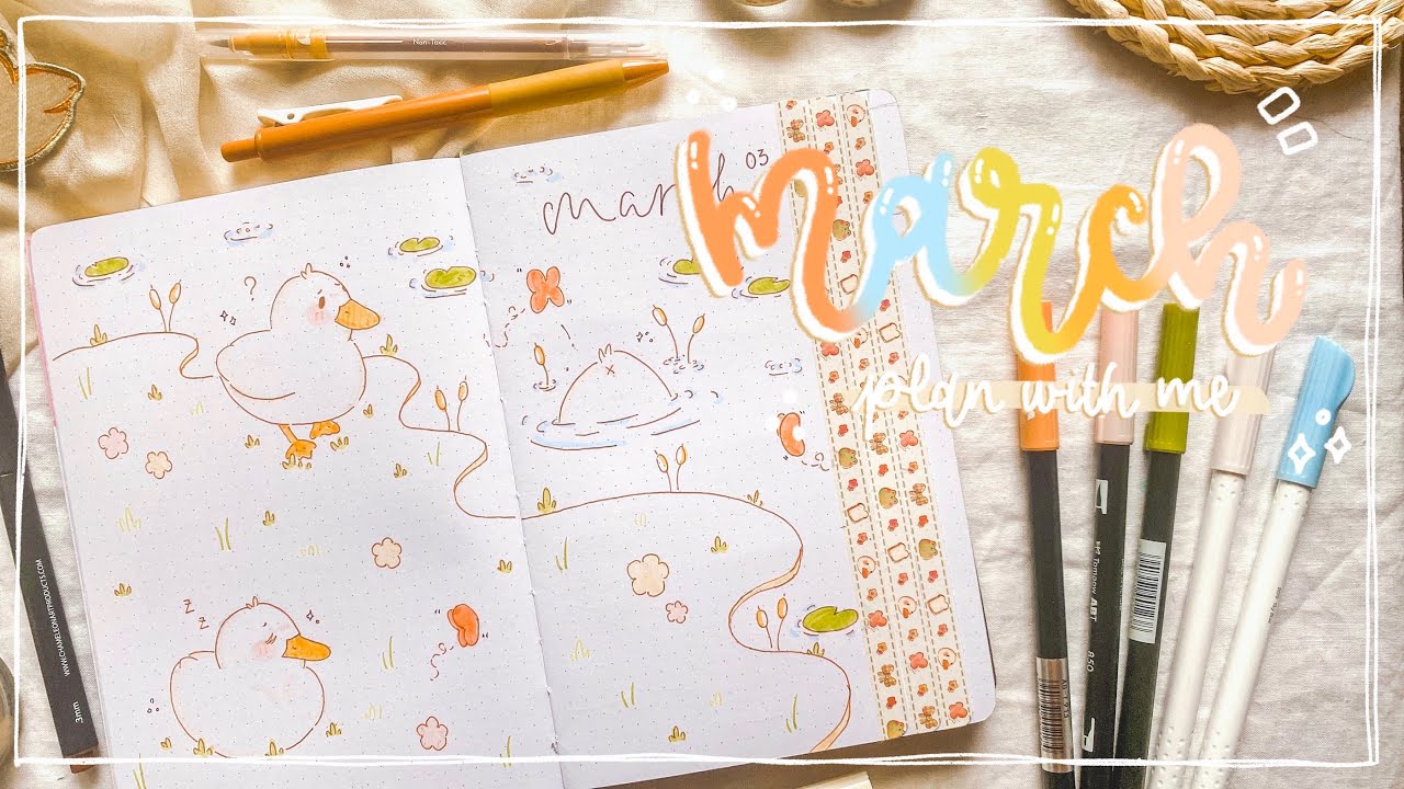 PLAN WITH ME March 2023  🦆  Ducks Theme || Bullet Journal Set Up