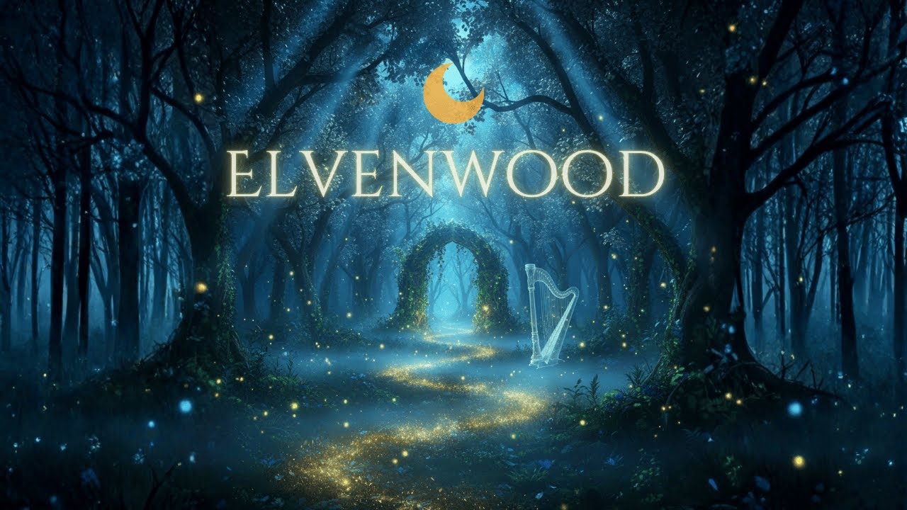 Midnight Elven Forest 🌙 Magical Flute & Harp Ambience (Sleep, Study)