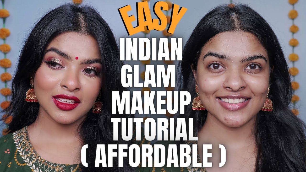 INDIAN GLAM Makeup Tutorial FOR BEGINNERS (Step by Step) | Nude & Red Lipstick Opt | Shalini Mandal