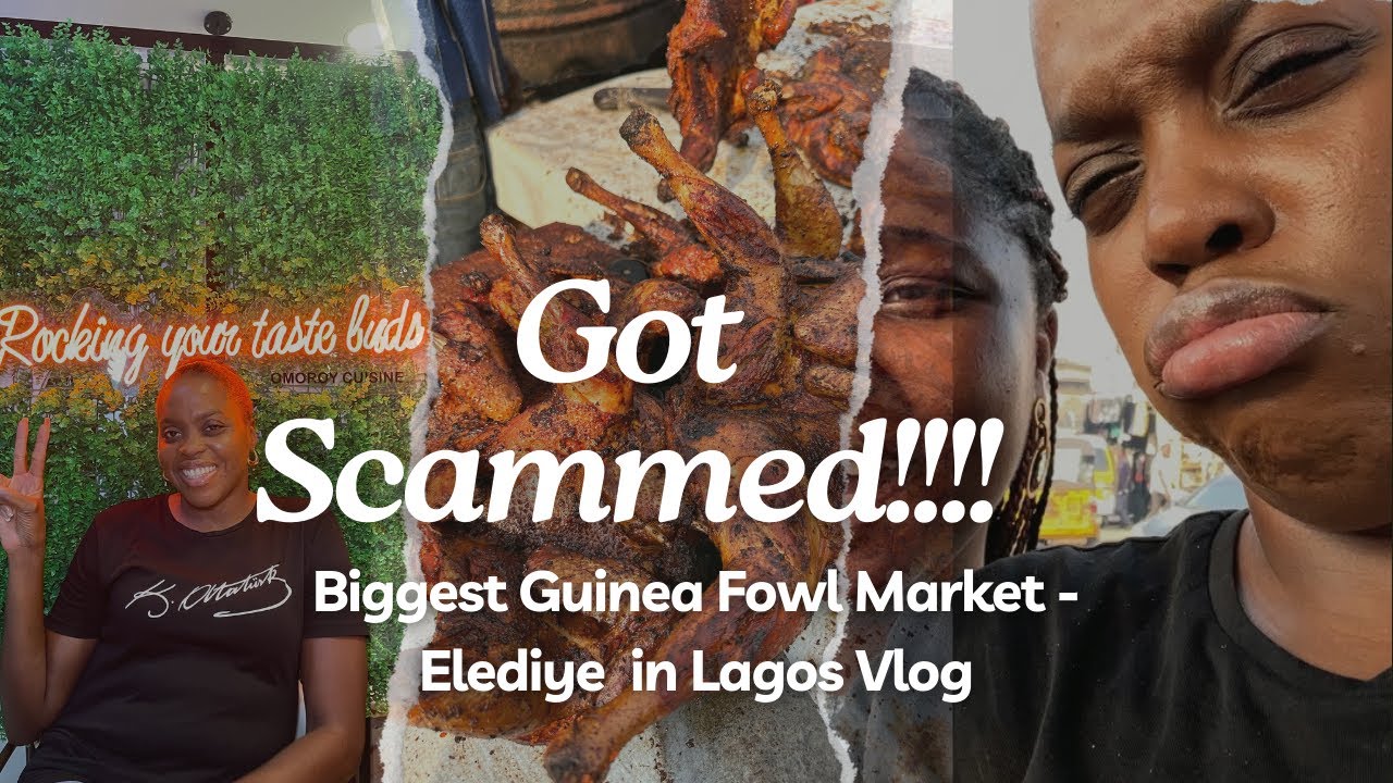 VLOG: I WAS SCAMMED + BIGGEST SMOKED GUINEA FOWL STREET MARKET IN LAGOS +GRILLED  PORK STREET FOOD